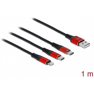 Delock USB 3-in-1 töltőkábel szett (USB-A>Lightning™, 2x USB Type-C™) 1m #1
