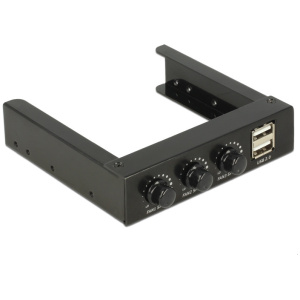 Delock USB panel 3,5" helyre, 2 USB 2.0 porttal, ventilátor vezérléssel #1