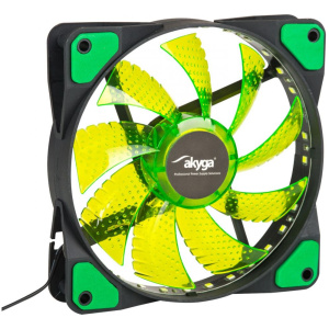 12 cm hűtőventilátor Akyga AW-12E - zöld LED-es (világít) #1