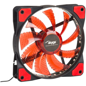 12 cm hűtőventilátor Akyga AW-12E - piros LED-es (világít) #1