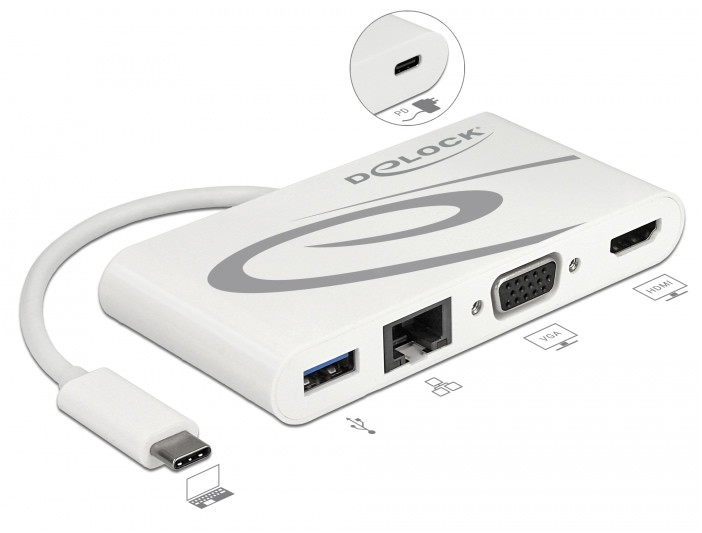 Delock USB Type-C™ 3.1 dokkolóállomás HDMI 4K 30 Hz + VGA + LAN + USB PD #1