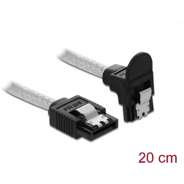 HDD SATA3 adatkábel fém csatokkal, 20cm (Delock, L csatlakozós) #1