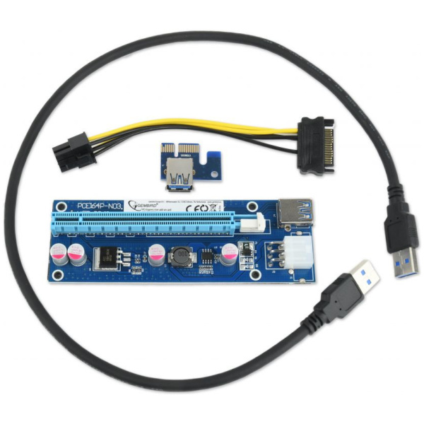 Gembird Riser Mining Kit (PCI-e x1 > PCI-e x16) 60cm kábellel #1