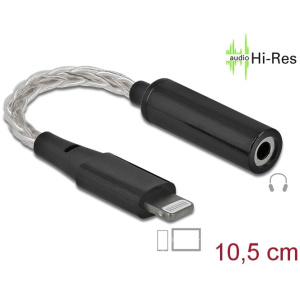 Delock 8-tűs Lightning apa DAC Hi-Res > 3,5 mm 4 tűs sztereo jack anya, 10,5 cm #1