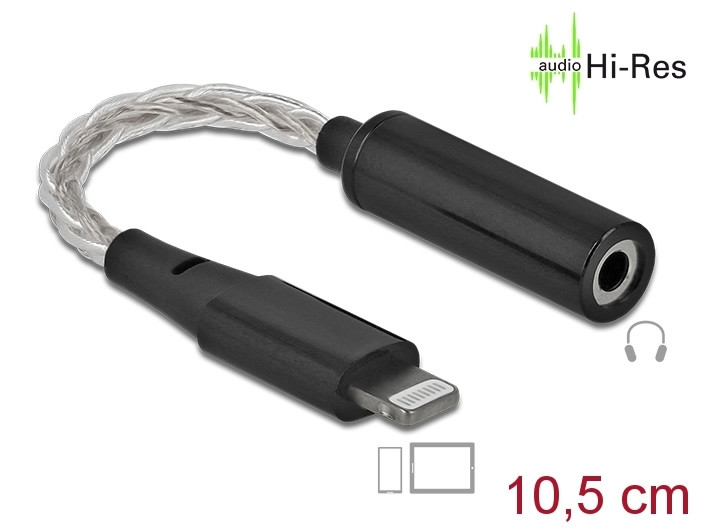 Delock 8-tűs Lightning apa DAC Hi-Res > 3,5 mm 4 tűs sztereo jack anya, 10,5 cm #1