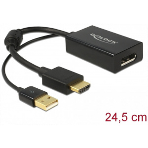 Delock HDMI > DisplayPort 1.2 4K 30Hz átalakító USB tápkábellel, 24cm kábel #1