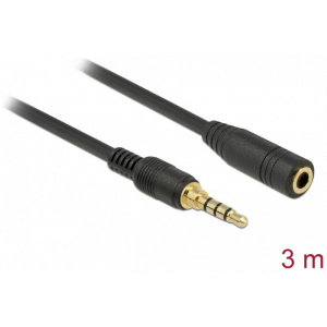 3,5mm Combo Jack (4-pin) hosszabbító kábel (M/F) 3m Delock #1