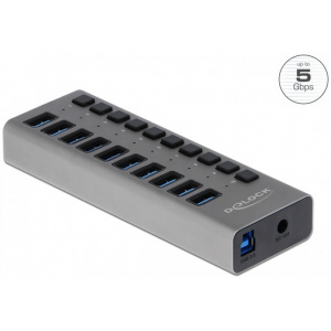 Delock USB 3.0 HUB 10 porttal és kapcsolóval #1