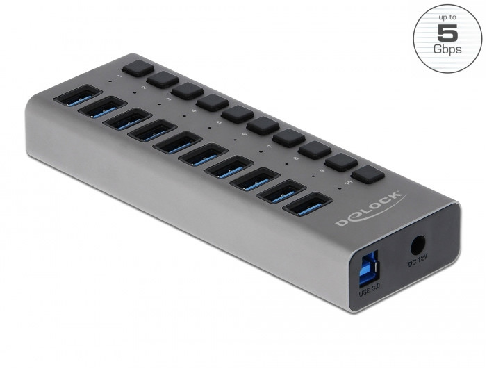 Delock USB 3.0 HUB 10 porttal és kapcsolóval #1