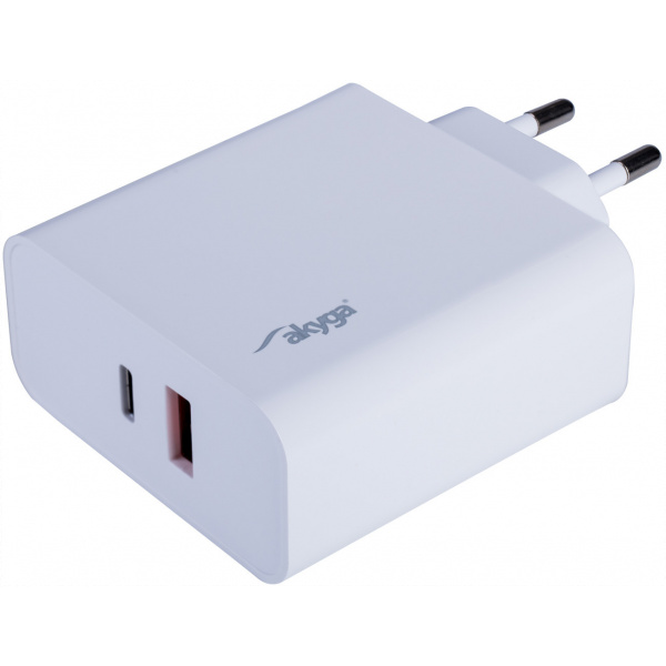 Akyga USB-A + USB-C gyorstöltő Quick Charge 3.0 funkcióval (220V), max 65W #1