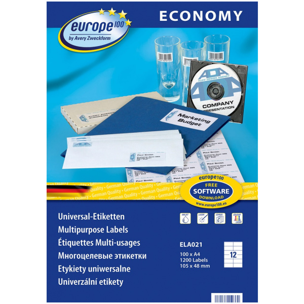 Avery Europe100 etikett címke (105 x 48 mm, 100 ív) #1