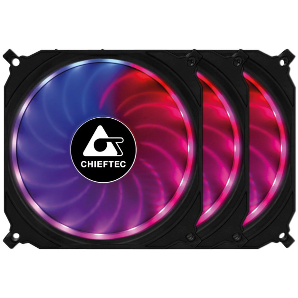 12 cm ventilátor szett (3db)+vezérlő Chieftec Tornado RGB LED-es #1