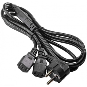 Tápkábel 230V 1,8m 2x IEC C13 csatlakozóval (Akyga) #1