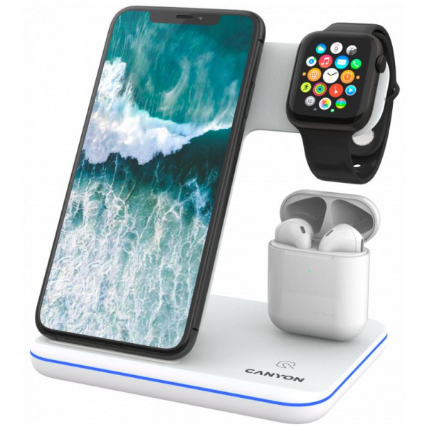Canyon WS-302 3-in-1 vezeték nélküli Qi töltőállomás #1