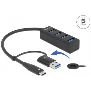 Delock 4-port USB 3.2 Gen 1 HUB USB Type-C™ vagy A-típusú USB csatlakozóval #1