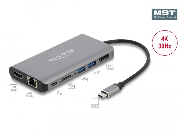 Delock USB Type-C™ dokkolóállomás HDMI 4K / DP / USB 3.2 / SD / LAN / PD 3.0 #1