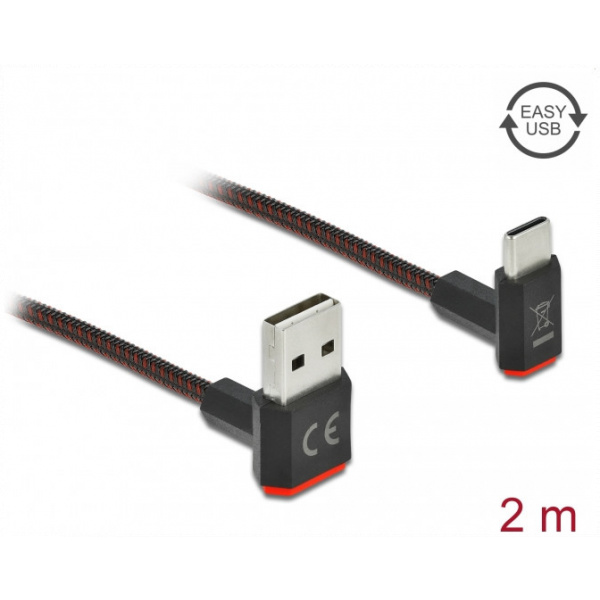 Delock EASY-USB 2.0 A – C kábel (90° csatlakozókkal) 2m #1
