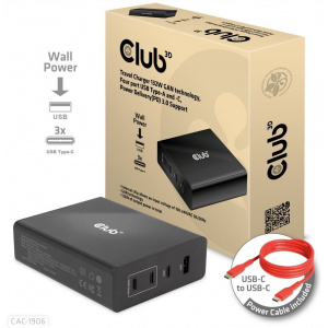 Club3D CAC-1906 4-port USB-A/C 132W GaN gyorstöltő PD3.0 támogatással #1