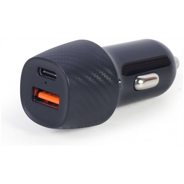 USB Car charger (autós töltő adapter) PD, 18W, USB-A, USB-C csatlakozó - Gembird #1