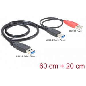 USB 3.0 (A) apa – 2x USB 3.0 (A) apa kábel 60+20cm Delock #1
