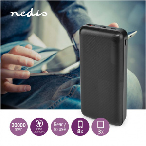 Nedis Powerbank 20000 mAh - USB-A, USB-C, PD 2.0 15W (fekete) #2