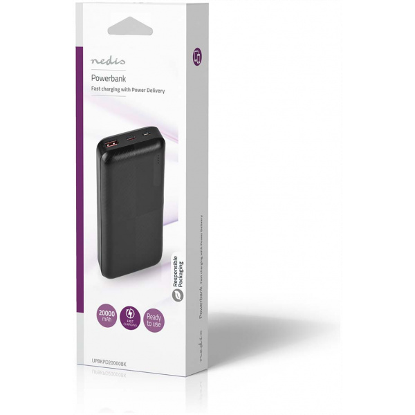 Nedis Powerbank 20000 mAh - USB-A, USB-C, PD 2.0 15W (fekete) #6