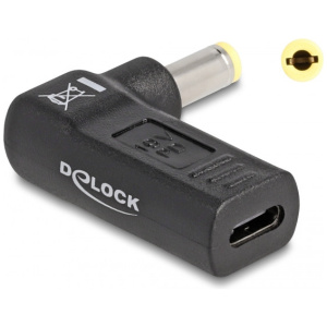 Delock laptop töltőadapter USB-C (anya) > univerzális 5,5 x 2,5 mm (apa) 90° #1