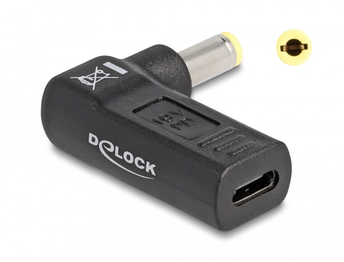 Delock laptop töltőadapter USB-C (anya) > univerzális 5,5 x 2,5 mm (apa) 90° #1