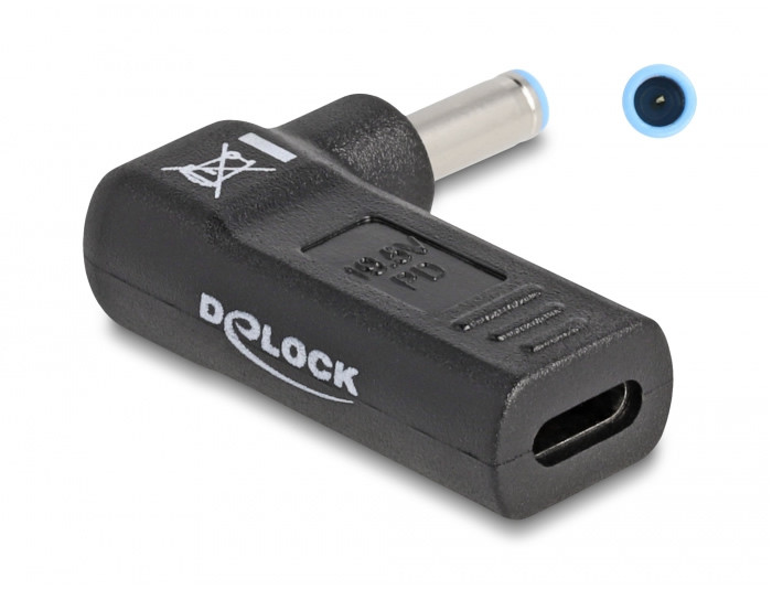 Delock laptop töltőadapter USB-C (anya) > HP 4,5 x 3,0 mm (apa) 90° #1