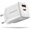Axagon 220V-os USB-s fali gyorstöltő (1x QC3 USB + 1x PD3.0 USB-C) 30W fehér #1
