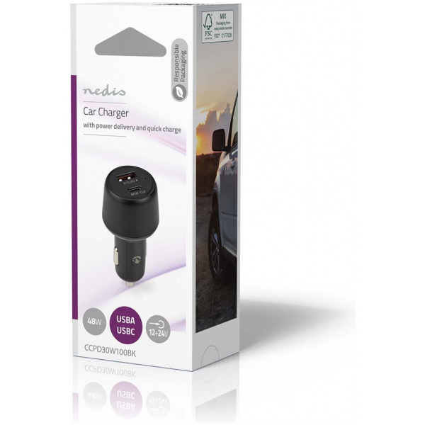 Nedis USB-C / USB-A Car charger (autós töltő adapter) PD és QC3 funkcióval 48W #5