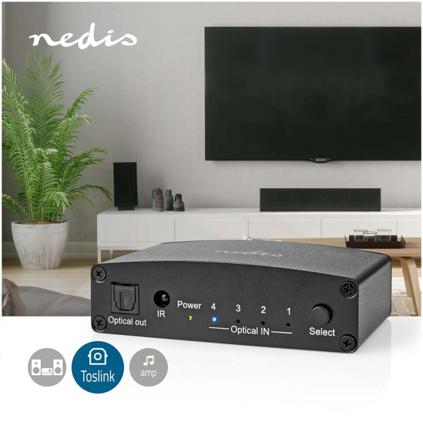Nedis Digitális audio átkapcsoló 4x TosLink port (távirányítóval) #5