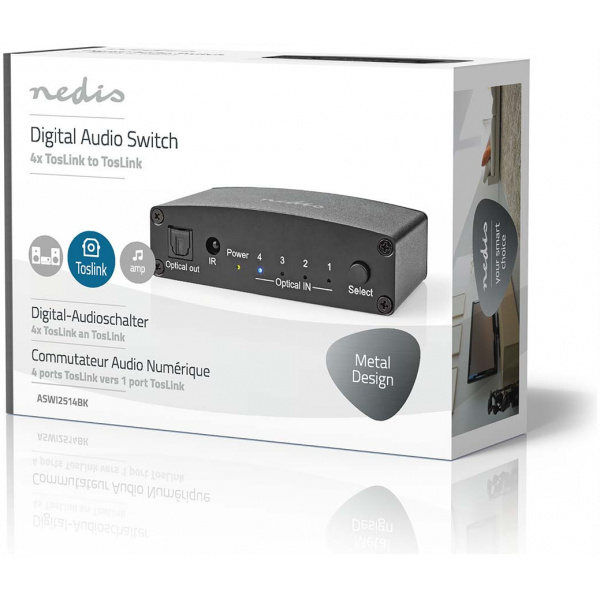 Nedis Digitális audio átkapcsoló 4x TosLink port (távirányítóval) #7