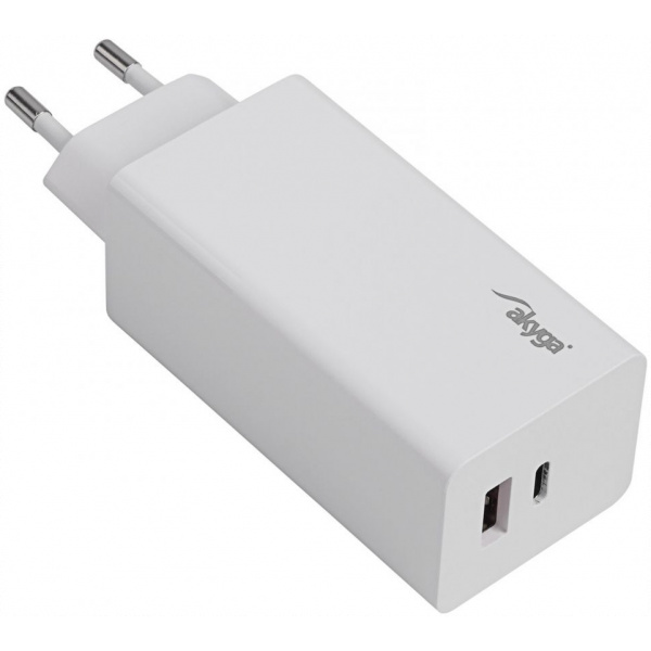 Akyga AK-CH-20 USB-A + USB-C GaN töltő (220V), max 100W #1