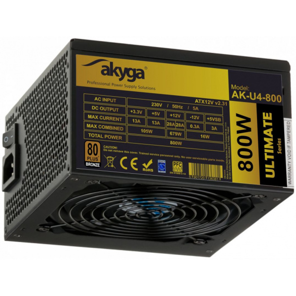 Akyga (AK-U4-800) 800W 80+ Bronze tápegység (12cm hűtővel) #1