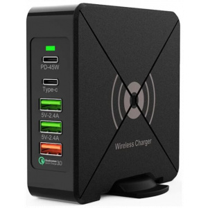 Blackbird USB töltő (220V) - PD 75W 2x USB-C, 3x USB-A, Wireless töltés #1