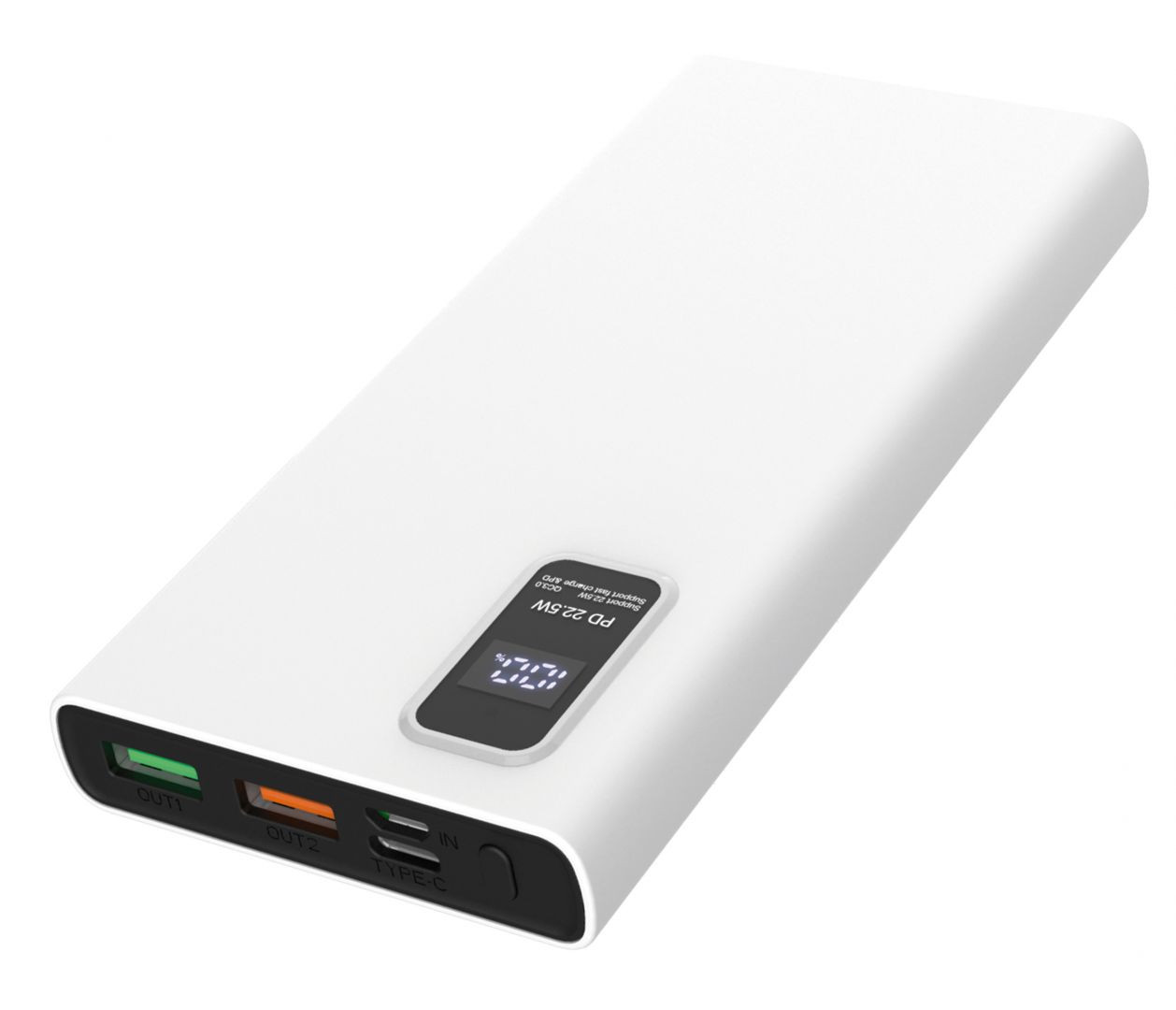 Platinet PowerBank 10000 mAh akkumulátor kijelzővel, QC (fehér) #1