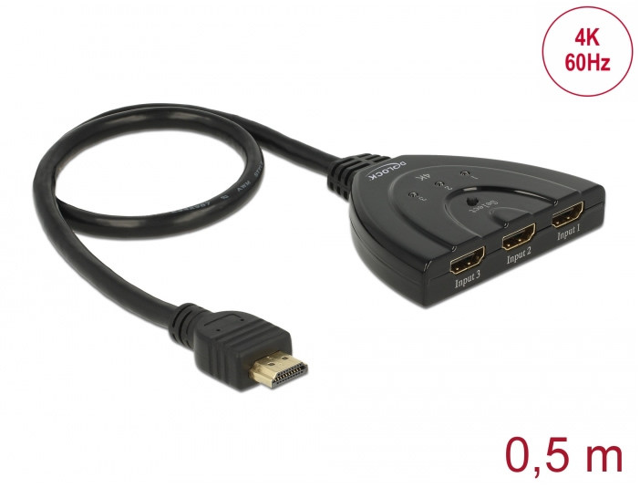 Delock HDMI UHD-kapcsoló, 3x HDMI-bemenet > 1x HDMI-kimenet, 4K #1