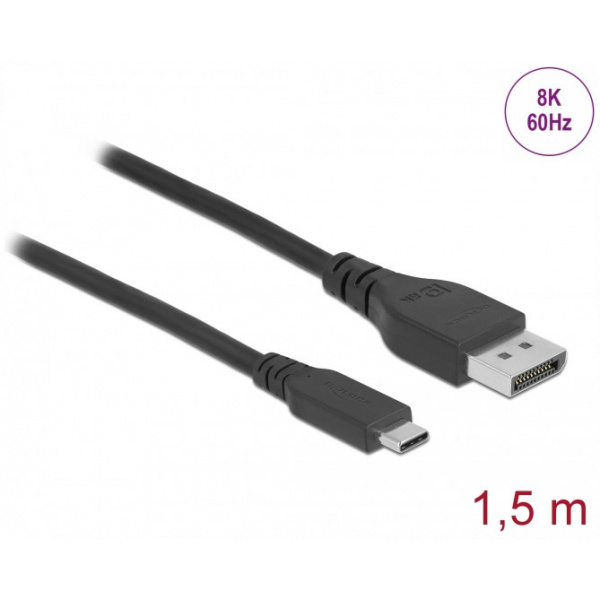 USB Type-C™ > DisplayPort 8K kábel (DP váltakozó mód) 8K 60 Hz, 1,5m Delock #1
