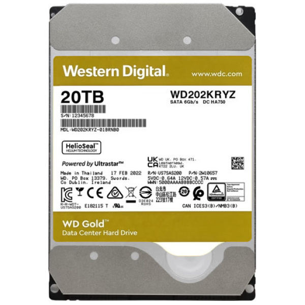 20TB WD Gold Enterprise - SATA3 HDD 512MB - WD202KRYZ NEW #1