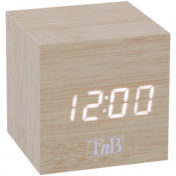 TnB Joy LED kijelzős kocka ébresztőóra, fa borítással NEW #1