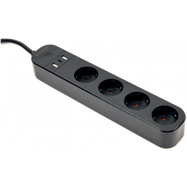 Gembird 4 aljzatos okos (Smart) elosztó USB töltőportokkal (fekete) #1