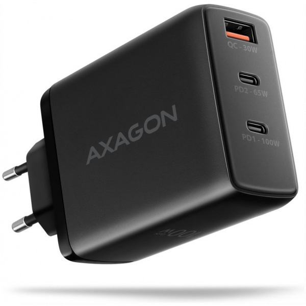 Axagon 220V-os USB-s fali gyorstöltő (1x QC3 USB + 2x PD3.0 USB-C port) 100W #1