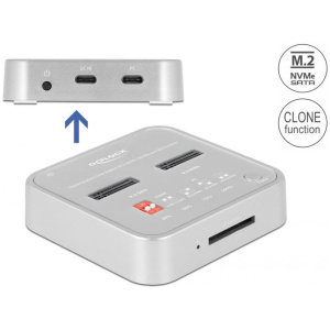 Delock M.2 dokkoló állomás 1x M.2 NVMe + 1x M.2 SATA SSD számára, SD olvasóval #1