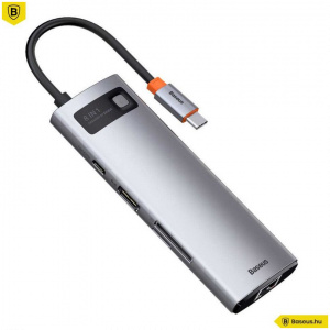 Baseus Metal Gleam 8-in-1 USB-C HUB (USB-C PD 100W, HDMI, 3x USB 3.0, RJ45, SD) #1