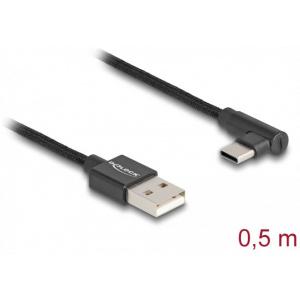 Delock USB 2.0 A – C kábel (USB-C 90 fokban hajlított) 0,5m #1