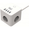 220V-os Powercube elosztó 3 aljzattal, 4 USB-A csatlakozó, túlfeszvédett - Well #1