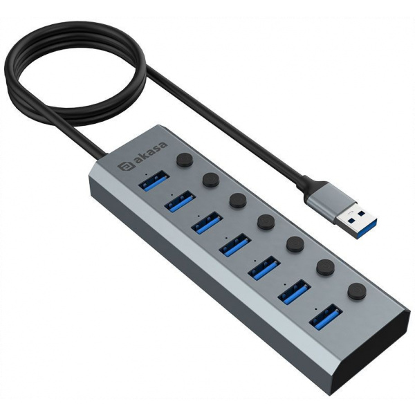 Akasa Connect 7 IPS 7-port USB HUB (külön kapcsolahtó portokkal) #1