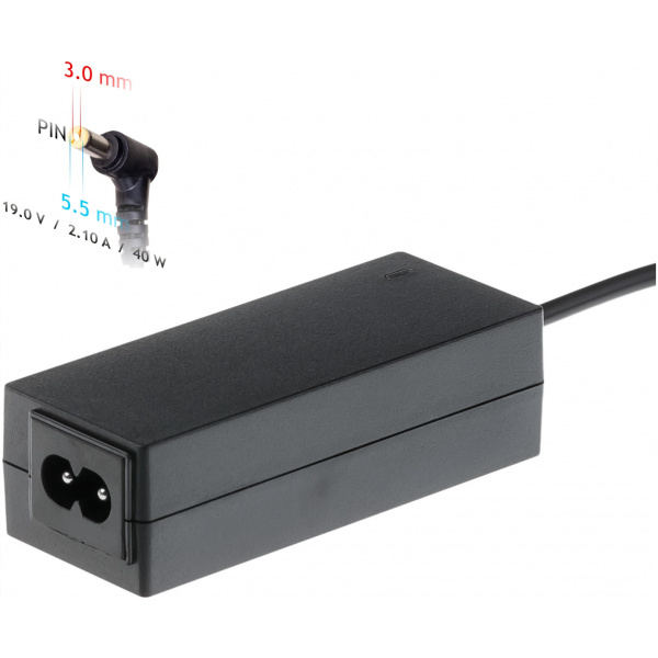 AC adapter Samsung notebookhoz 19V 2,1A (40W) - 5,5x3,0 mm + pin #1