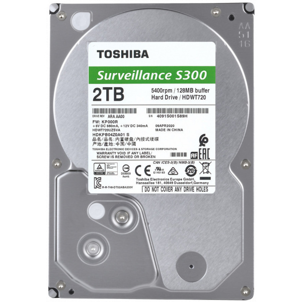 2TB Toshiba S300 Surveillance HDD 128MB - HDWT720UZSVA #1